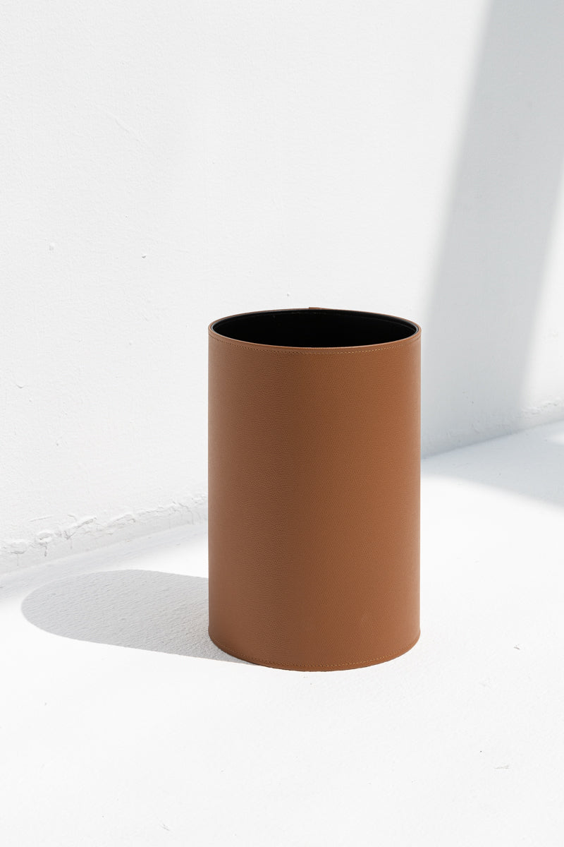 Round Paper Bin in Camel
