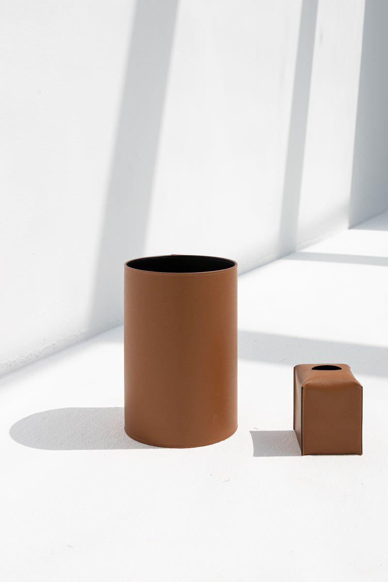 Round Paper Bin in Camel