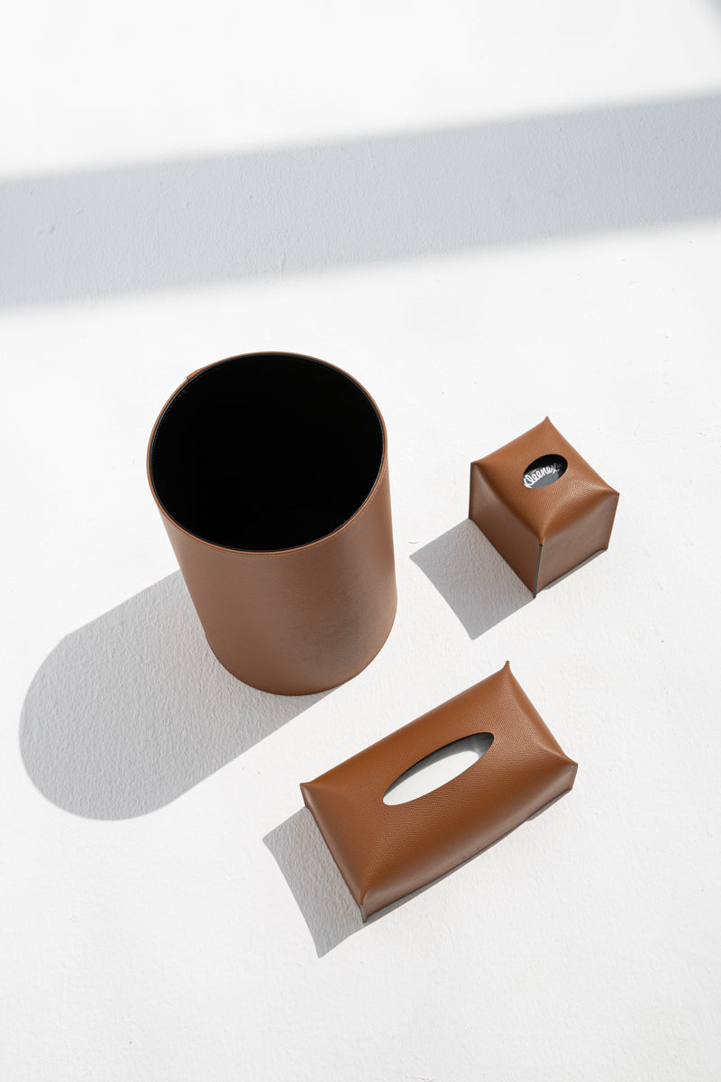 Round Paper Bin in Camel