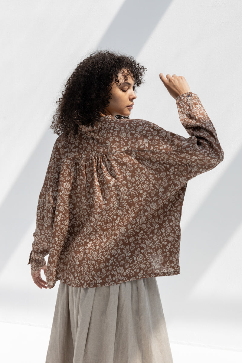Linen Flower Print Shirt