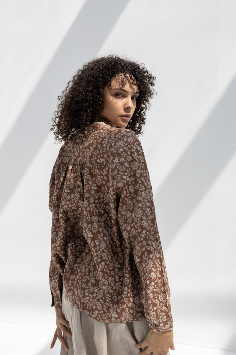 Linen Flower Print Shirt