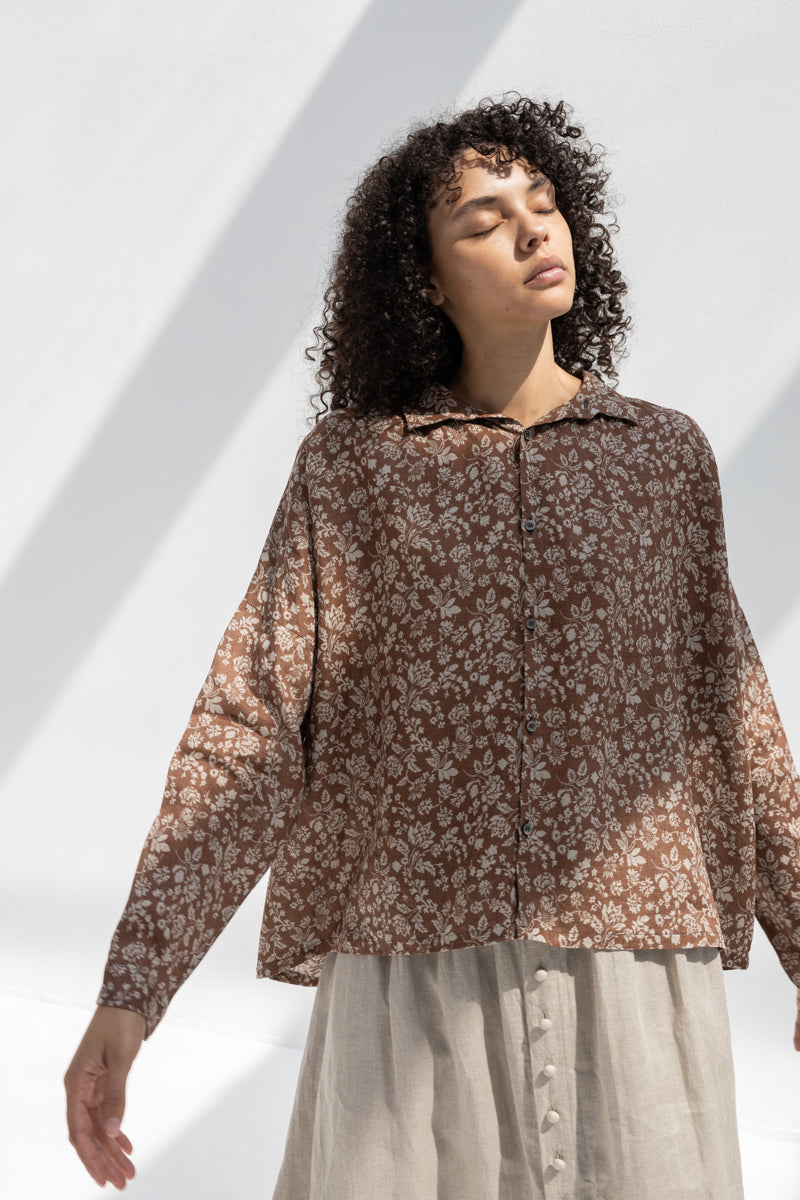 Linen Flower Print Shirt