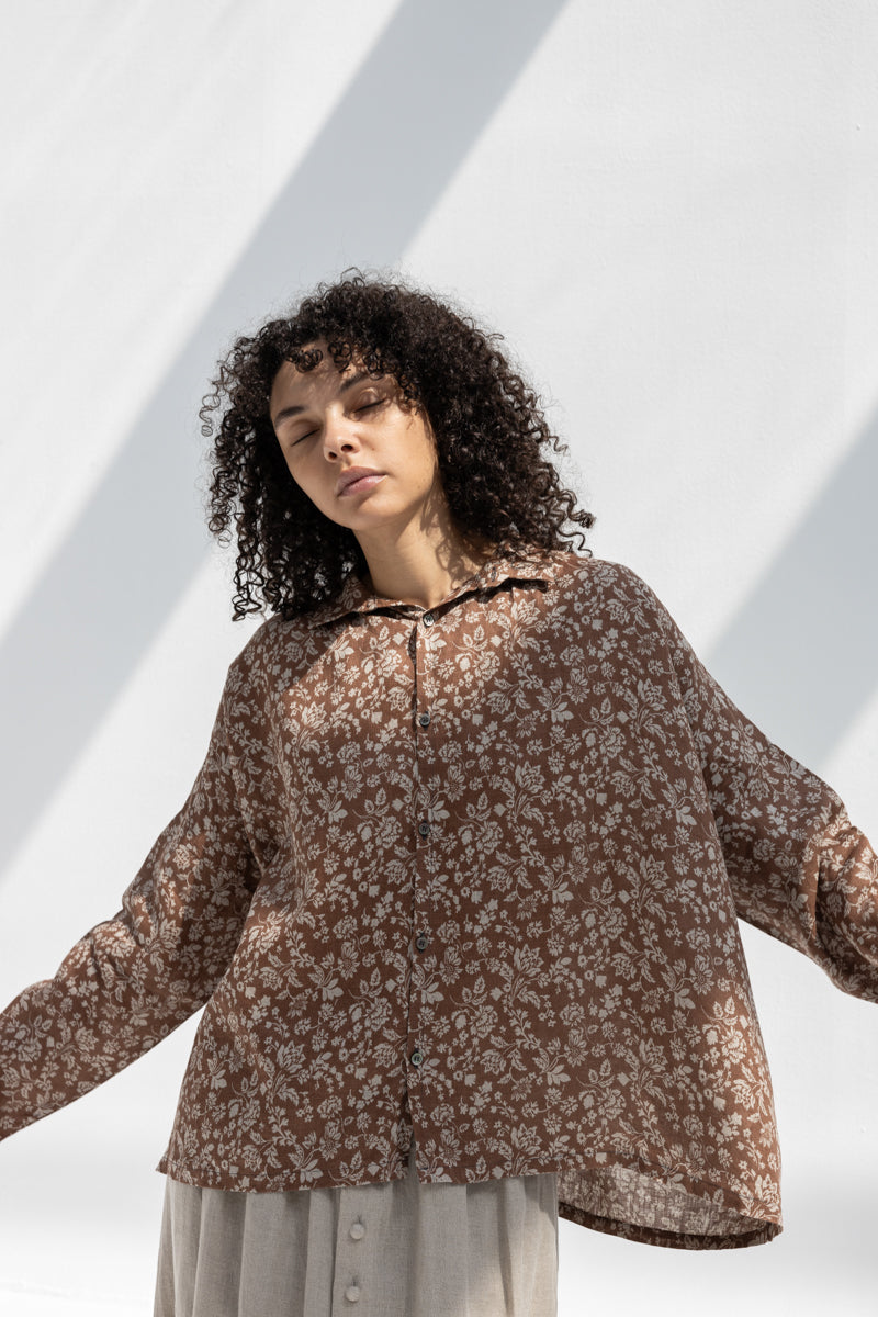 Linen Flower Print Shirt