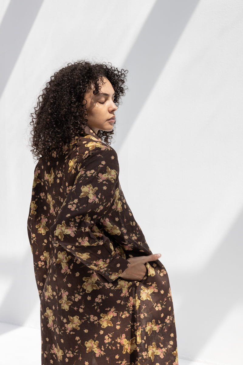 Linen Flower Print Dress