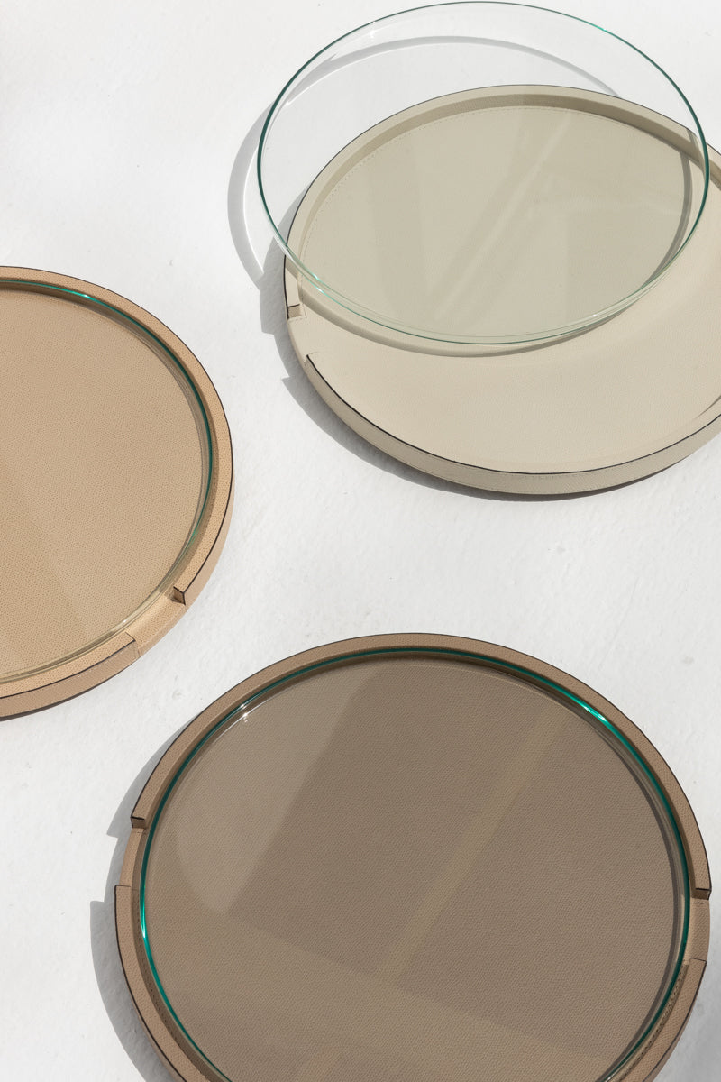 Gourmet Round Tray in Taupe