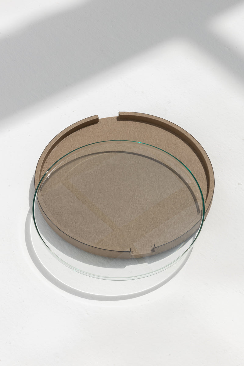 Gourmet Round Tray in Taupe