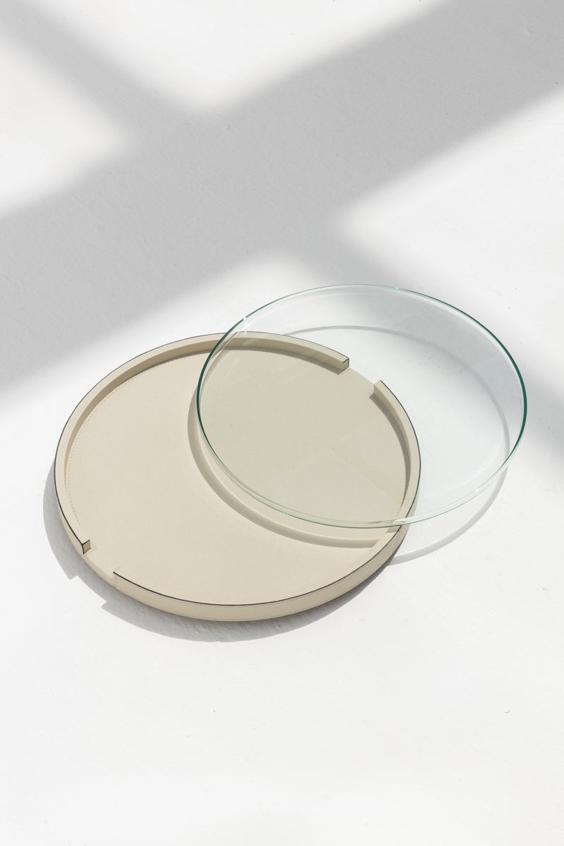 Gourmet Round Tray in Almond