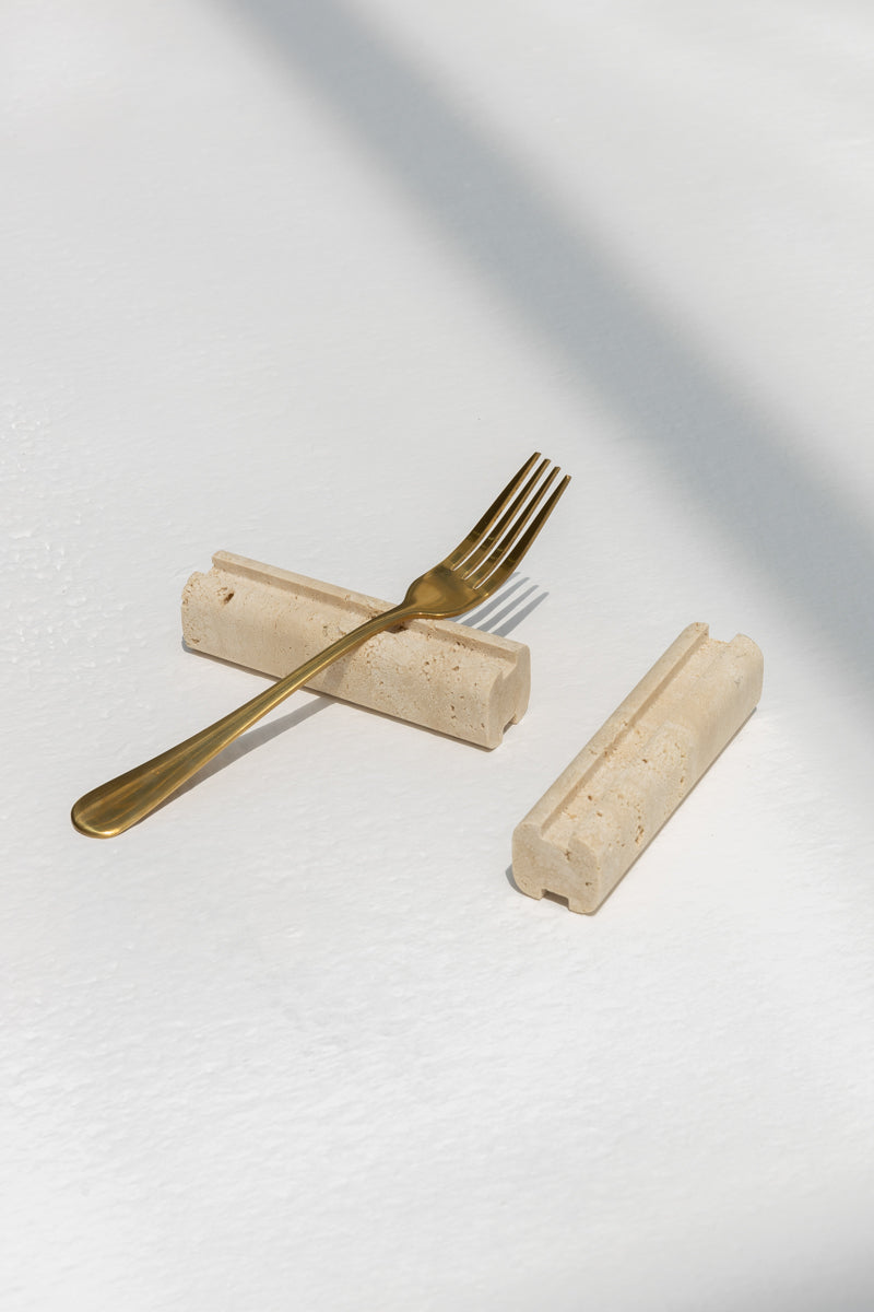 Lloyd Cutlery Rest in Travertine Marble