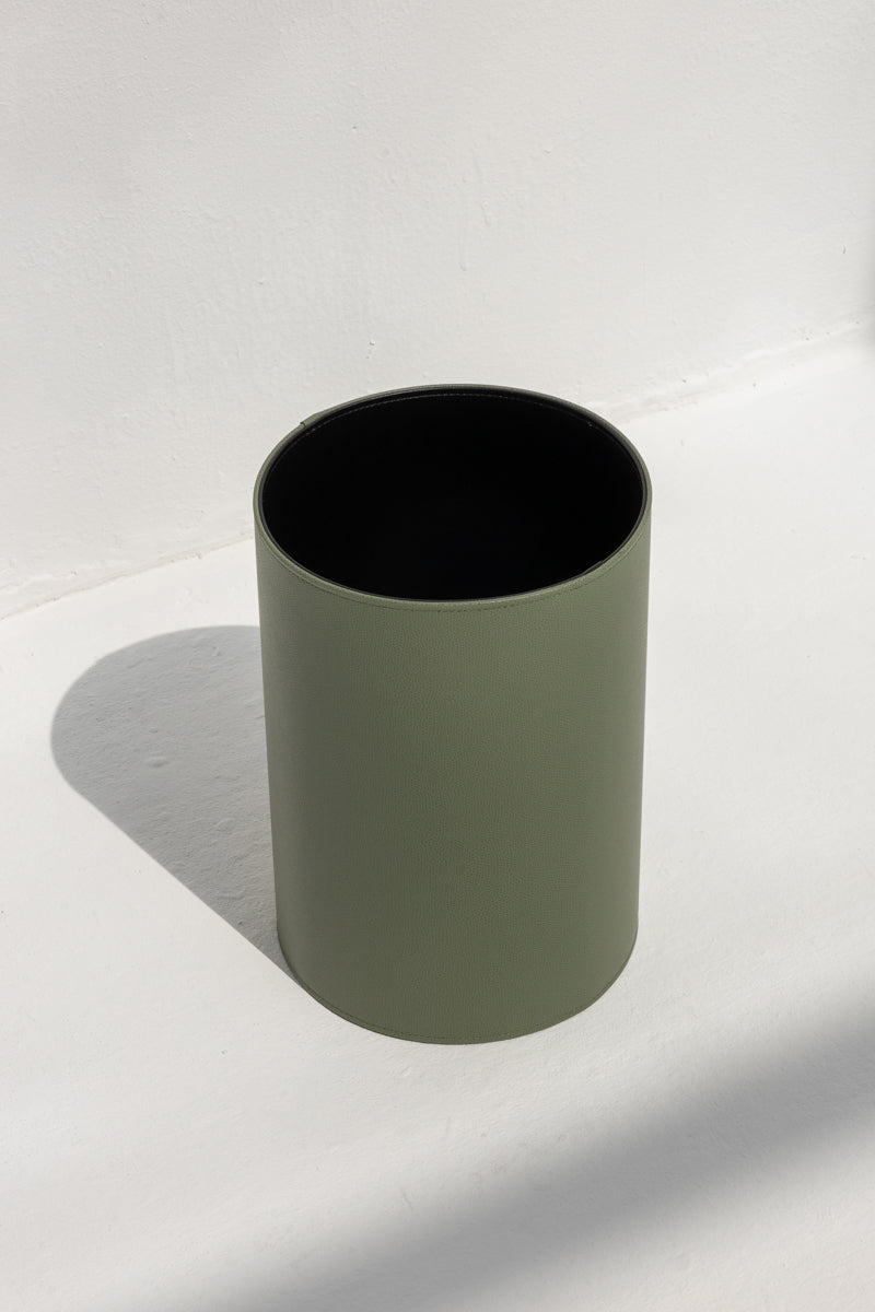Round Paper Bin in Oil Green
