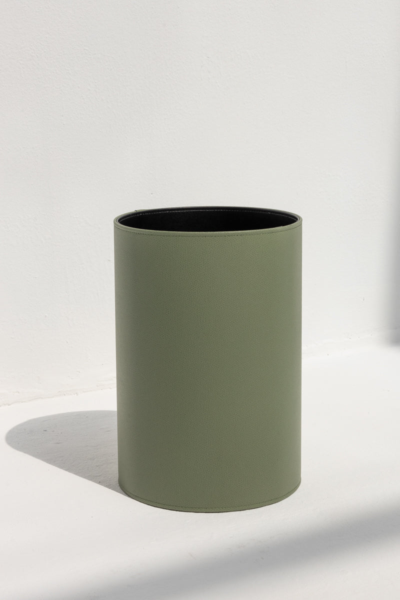 Round Paper Bin in Oil Green