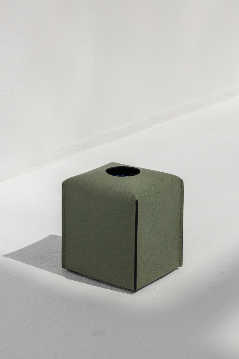 Square Tissue Box in Oil Green