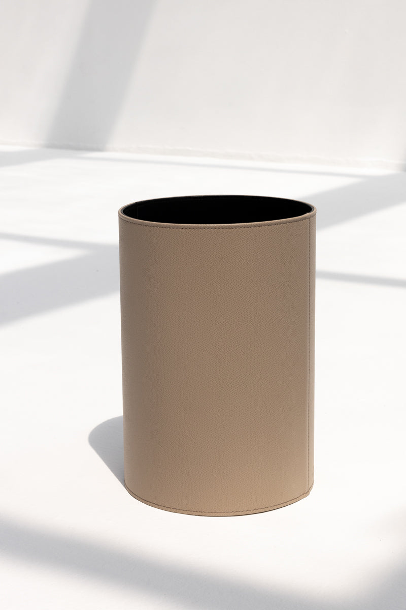 Round Paper Bin in Taupe