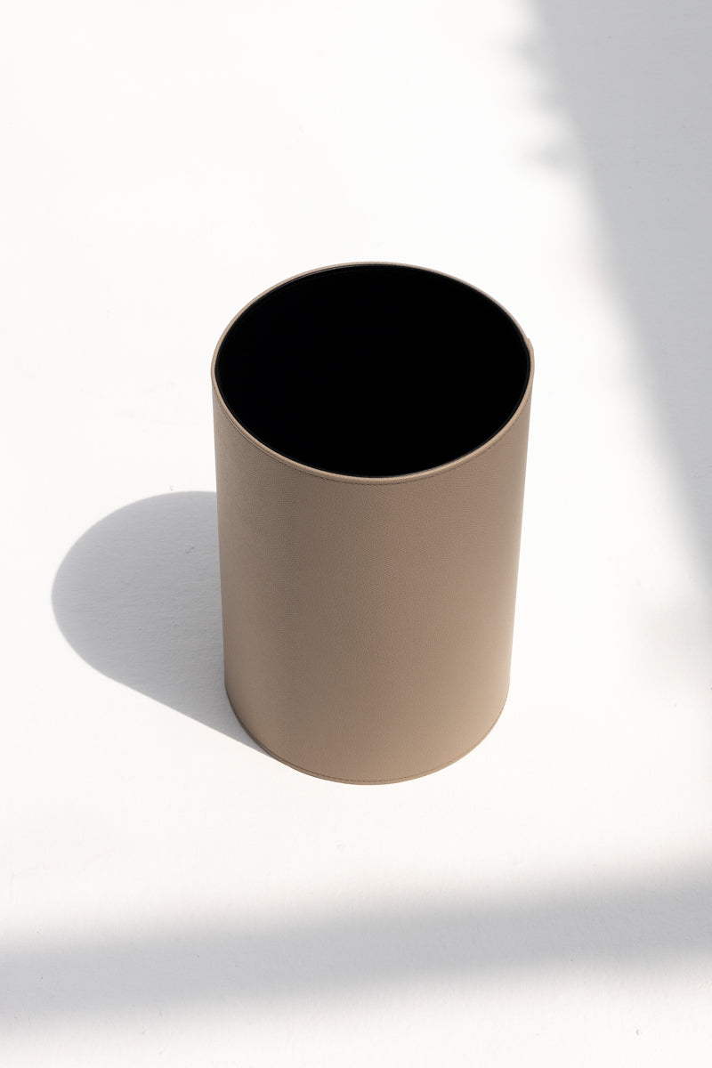 Round Paper Bin in Taupe