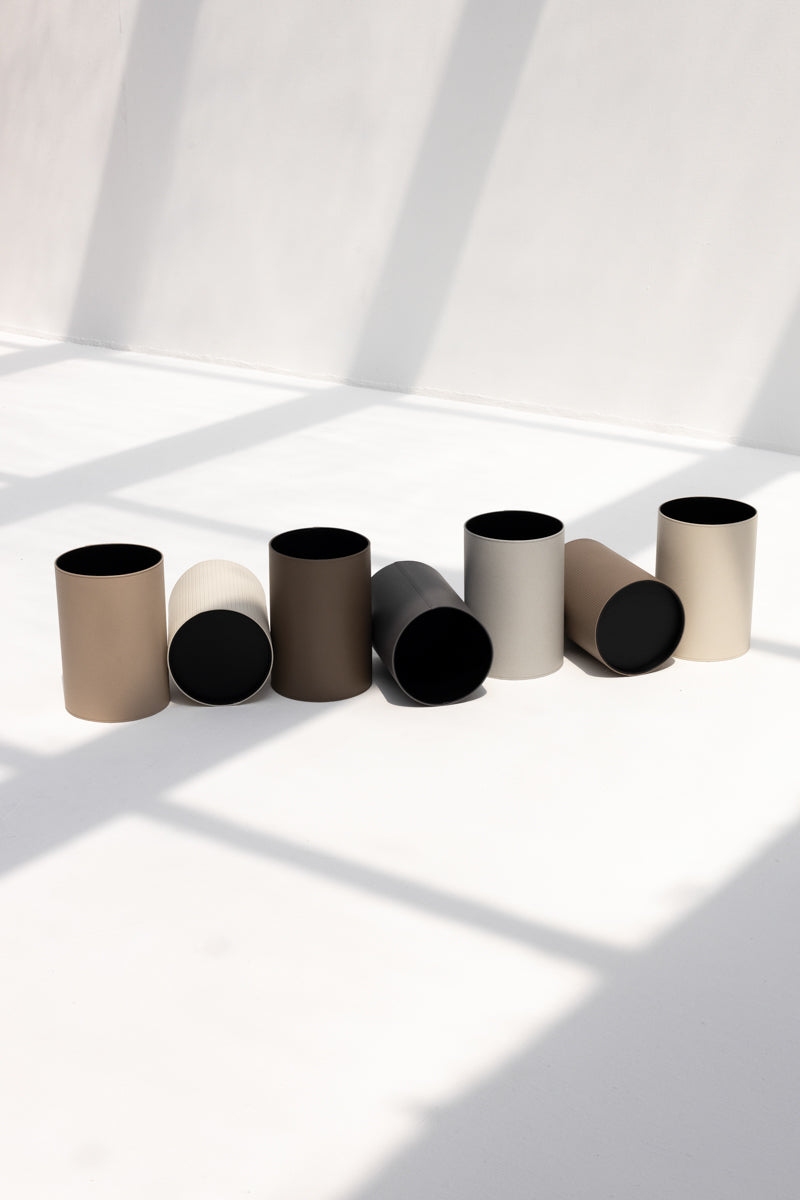 Round Paper Bin in Taupe