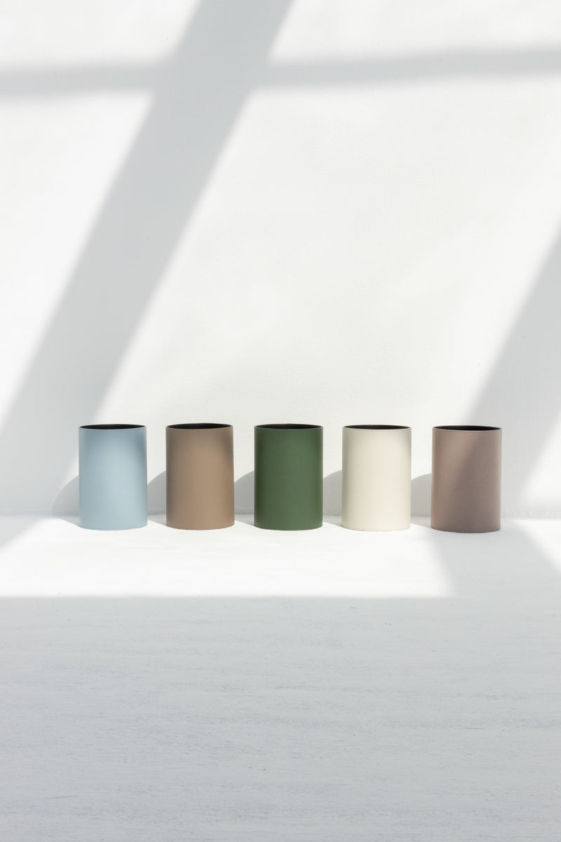 Round Paper Bin in Taupe