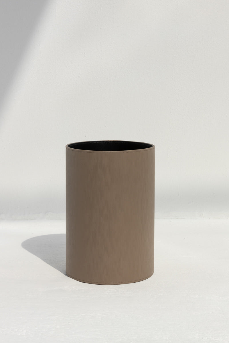 Round Paper Bin in Taupe