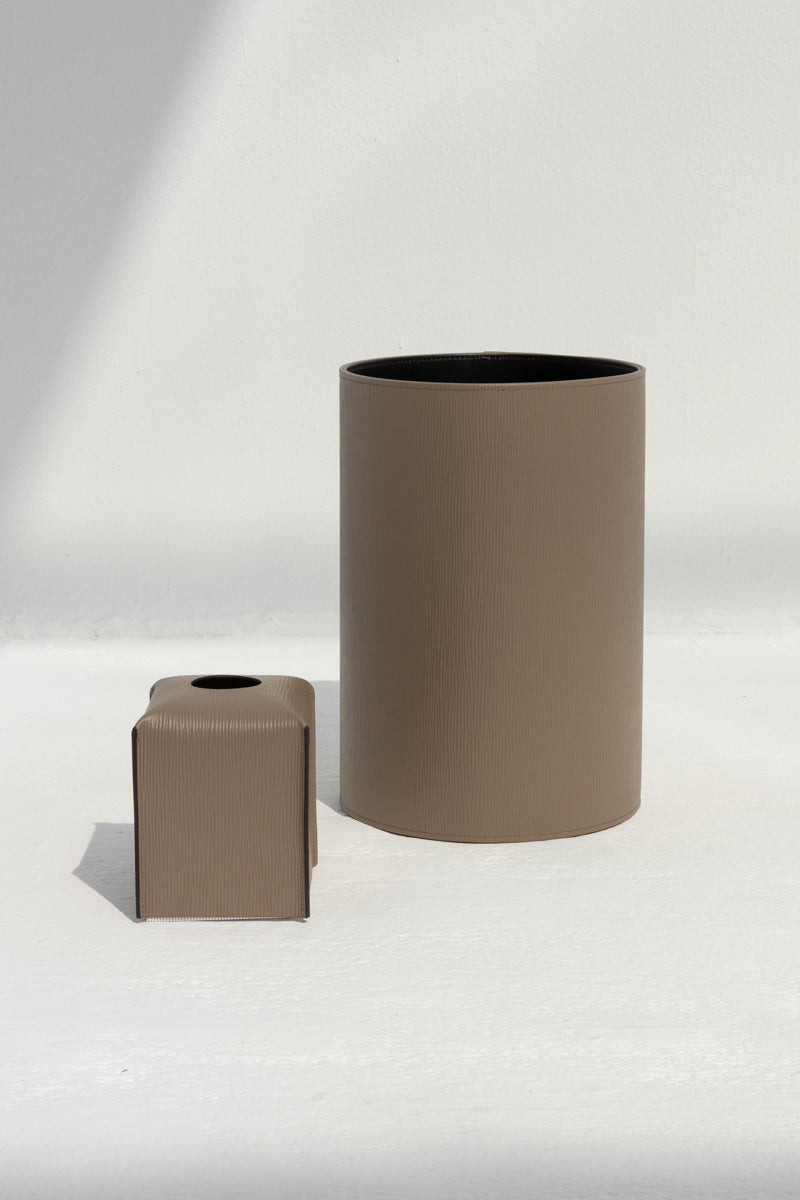 Round Paper Bin in Taupe
