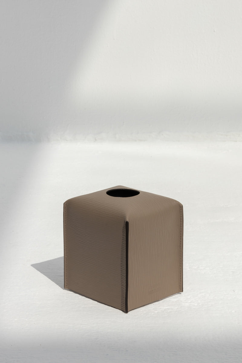 Square Tissue Box in Taupe