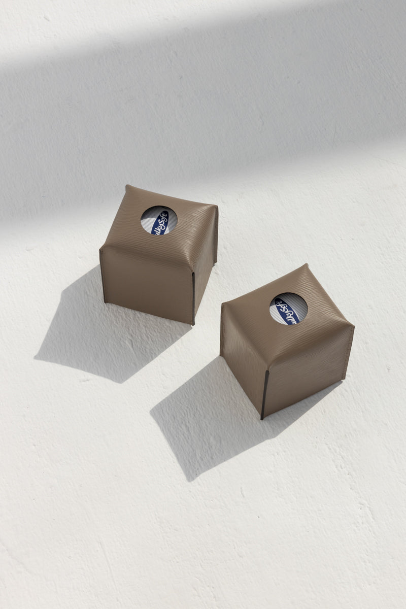 Square Tissue Box in Taupe
